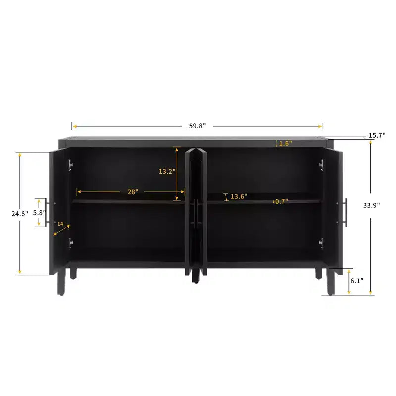 GDFStudio Feya 59.8'' Farmhouse Accent Cabinet with 4 Doors and Adjustable Shelves