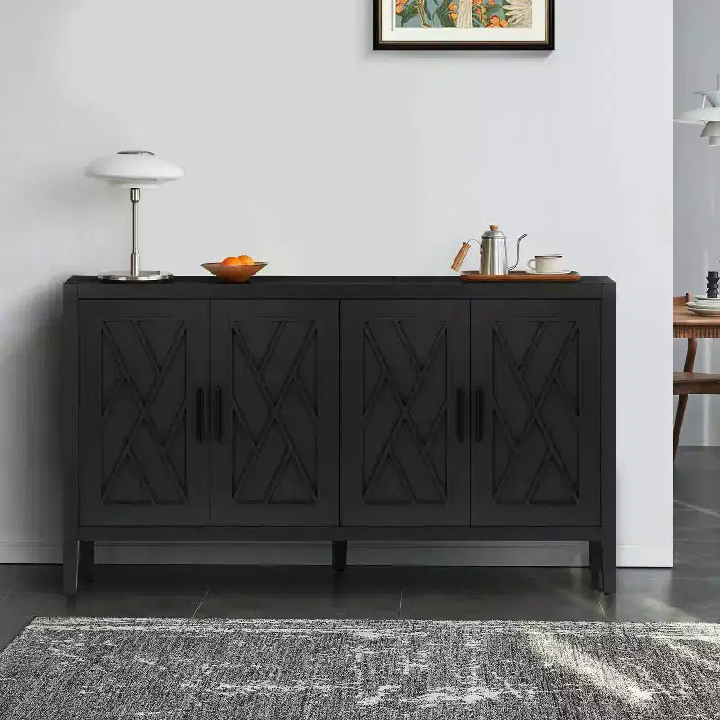 GDFStudio Feya 59.8'' Farmhouse Accent Cabinet with 4 Doors and Adjustable Shelves