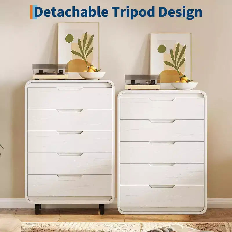 Acekool 5-Drawer Handleless Dresser, Modern Storage Chest for Bedroom or Apartment