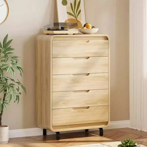 Acekool 5-Drawer Handleless Dresser, Modern Storage Chest for Bedroom or Apartment