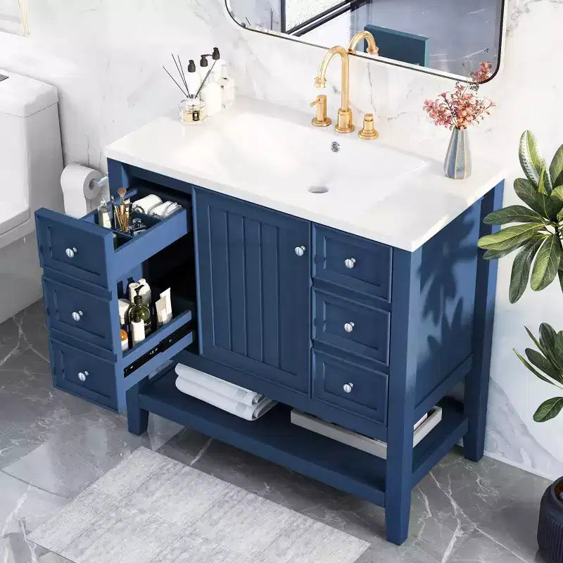 36 Modern Bathroom Vanity Sink Combo with Storage , Bathroom Floor Cabinet with Drawers, Wood Bathroom Cabinets Freestanding