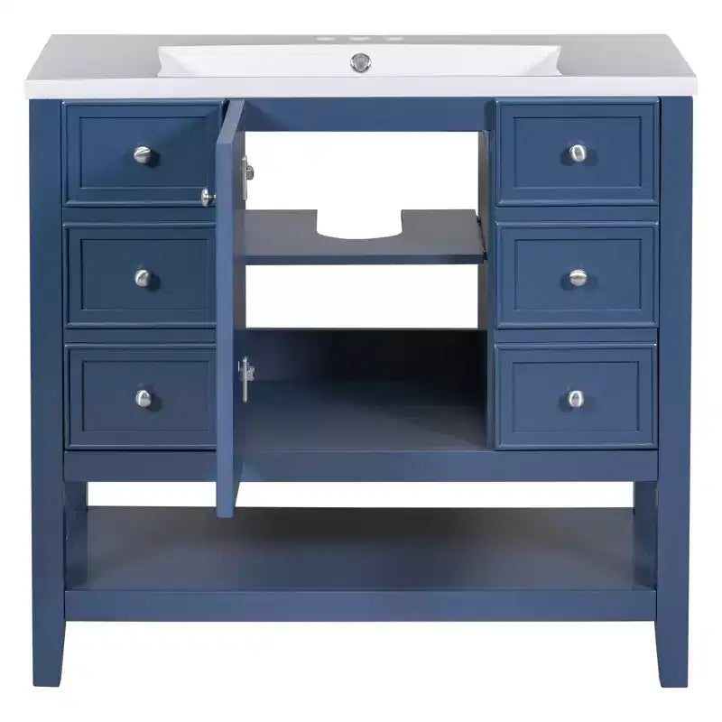 36 Modern Bathroom Vanity Sink Combo with Storage , Bathroom Floor Cabinet with Drawers, Wood Bathroom Cabinets Freestanding