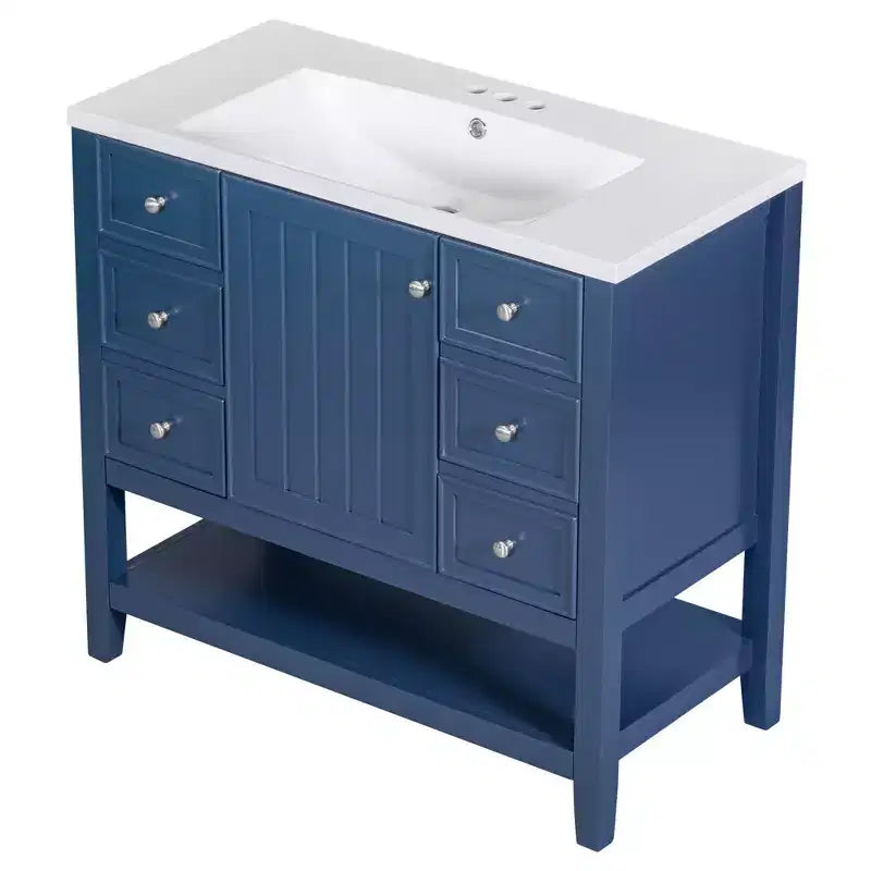 36 Modern Bathroom Vanity Sink Combo with Storage , Bathroom Floor Cabinet with Drawers, Wood Bathroom Cabinets Freestanding