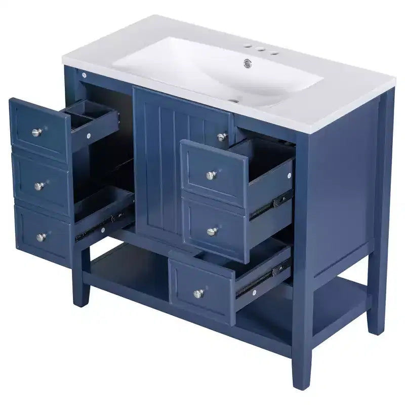 36 Modern Bathroom Vanity Sink Combo with Storage , Bathroom Floor Cabinet with Drawers, Wood Bathroom Cabinets Freestanding