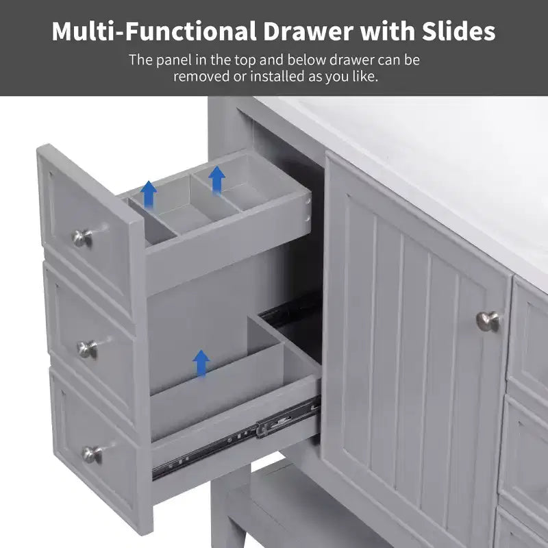 36 Modern Bathroom Vanity Sink Combo with Storage , Bathroom Floor Cabinet with Drawers, Wood Bathroom Cabinets Freestanding