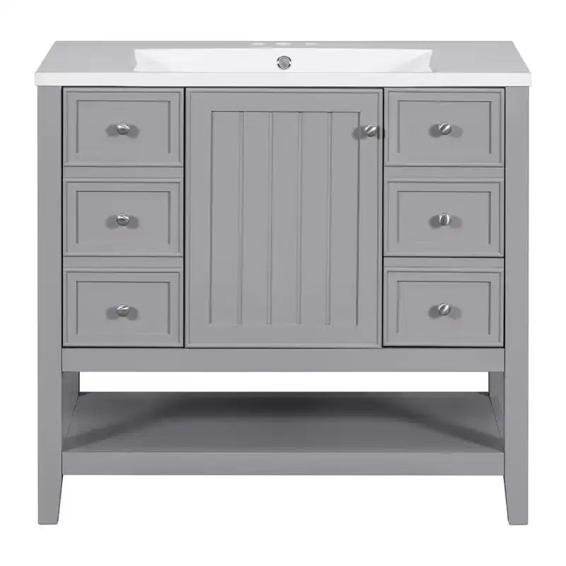 36 Modern Bathroom Vanity Sink Combo with Storage , Bathroom Floor Cabinet with Drawers, Wood Bathroom Cabinets Freestanding