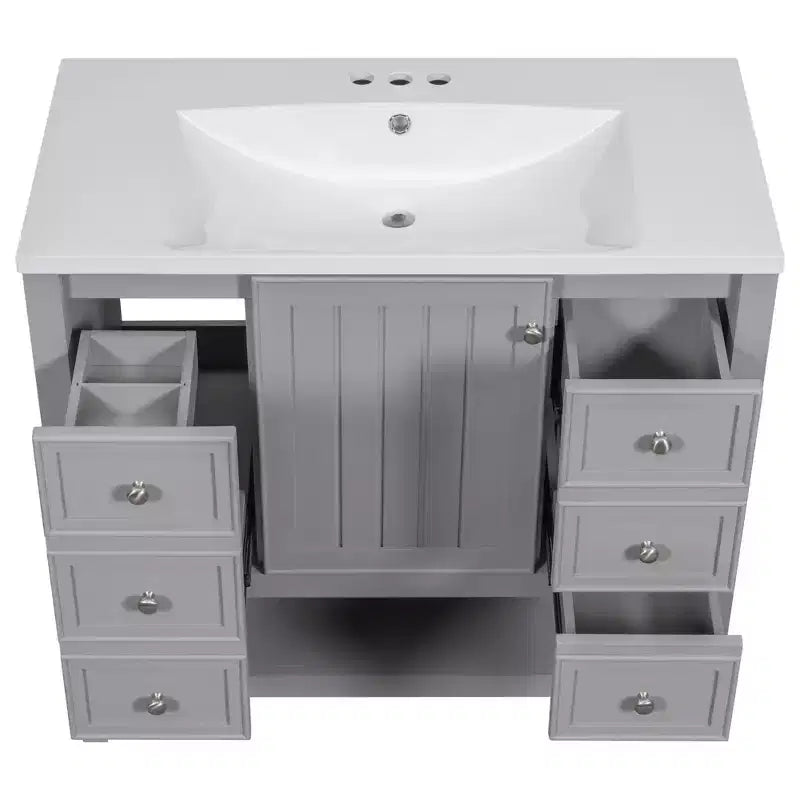 36 Modern Bathroom Vanity Sink Combo with Storage , Bathroom Floor Cabinet with Drawers, Wood Bathroom Cabinets Freestanding