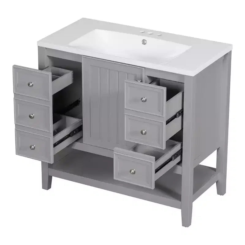36 Modern Bathroom Vanity Sink Combo with Storage , Bathroom Floor Cabinet with Drawers, Wood Bathroom Cabinets Freestanding