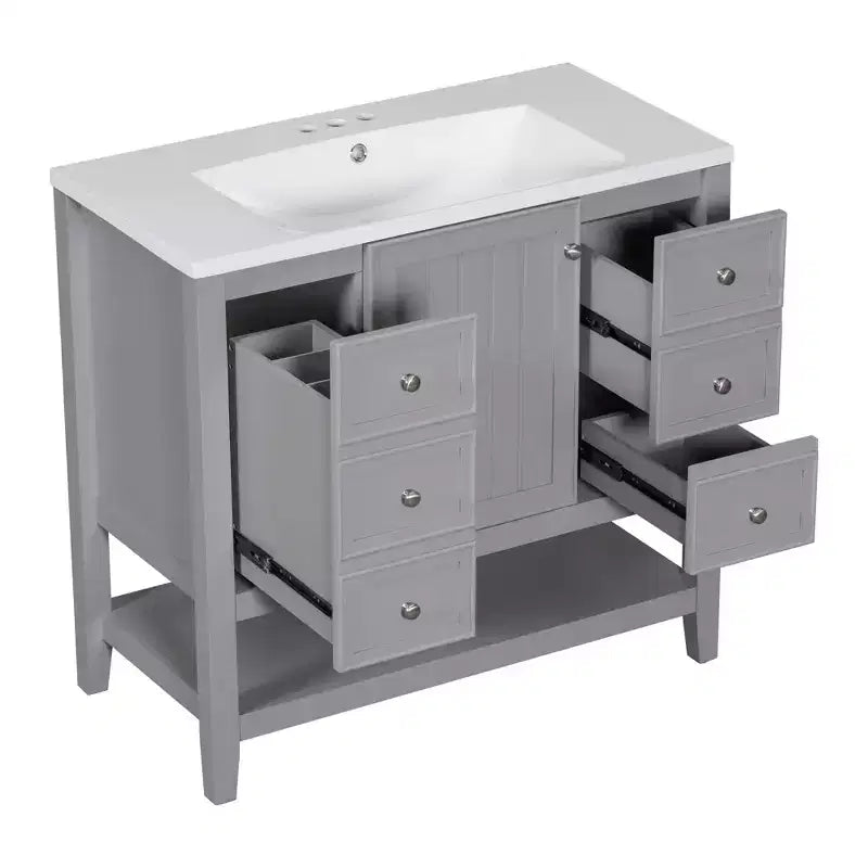 36 Modern Bathroom Vanity Sink Combo with Storage , Bathroom Floor Cabinet with Drawers, Wood Bathroom Cabinets Freestanding