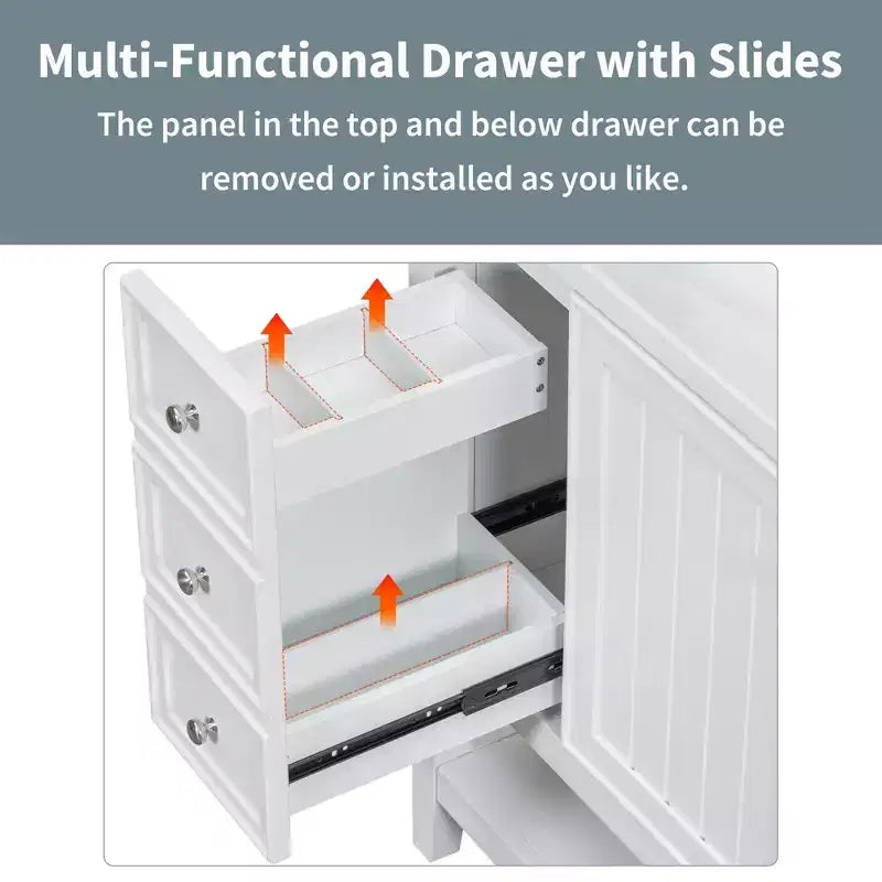36 Modern Bathroom Vanity Sink Combo with Storage , Bathroom Floor Cabinet with Drawers, Wood Bathroom Cabinets Freestanding