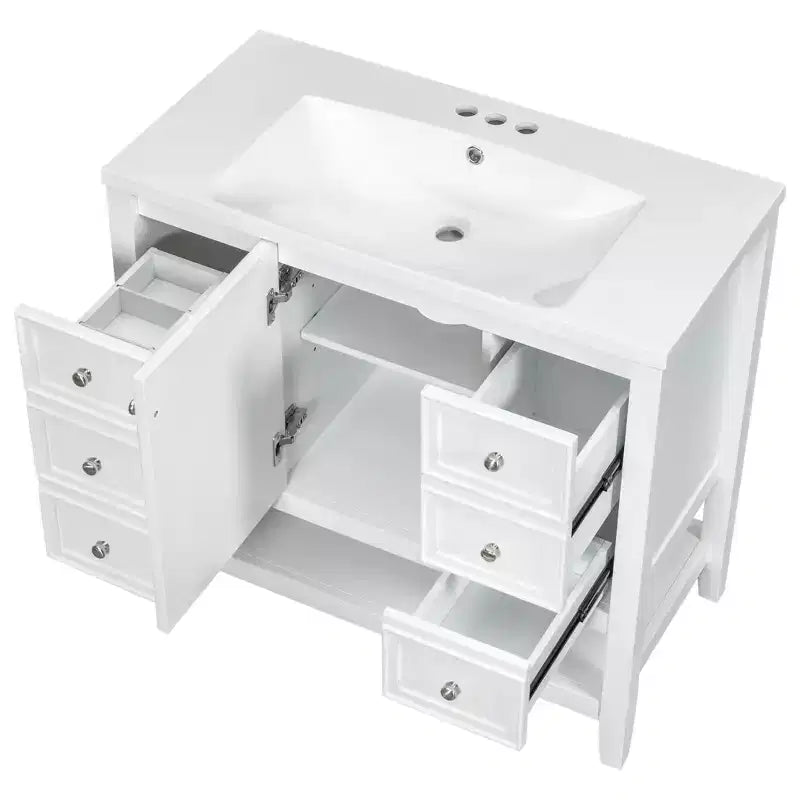 36 Modern Bathroom Vanity Sink Combo with Storage , Bathroom Floor Cabinet with Drawers, Wood Bathroom Cabinets Freestanding