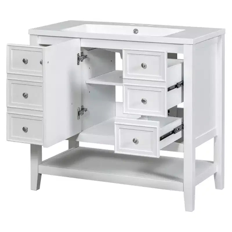 36 Modern Bathroom Vanity Sink Combo with Storage , Bathroom Floor Cabinet with Drawers, Wood Bathroom Cabinets Freestanding