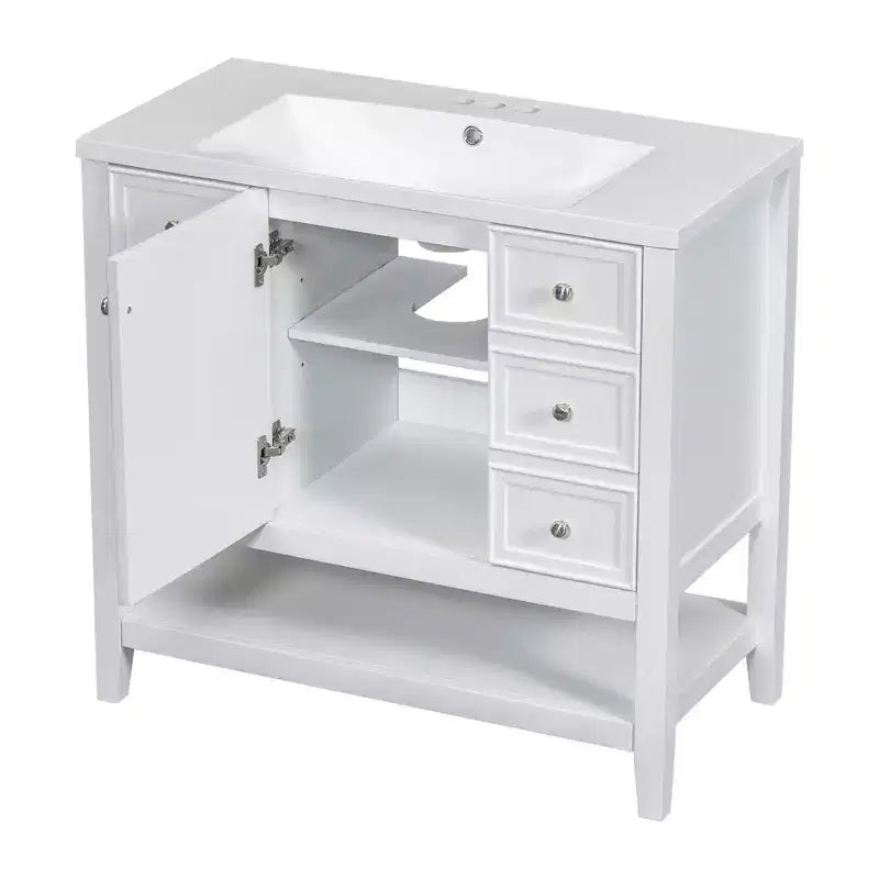 36 Modern Bathroom Vanity Sink Combo with Storage , Bathroom Floor Cabinet with Drawers, Wood Bathroom Cabinets Freestanding
