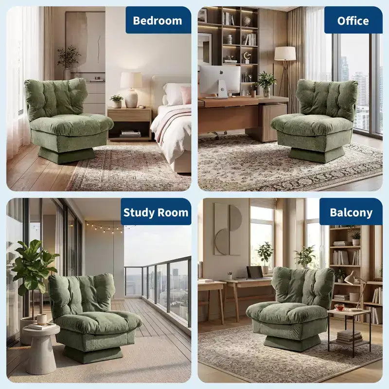 Oversized Swivel Accent Chair, Chenille Upholstered Single Sofa Chair, Comfy Leisure Chair for Living Room, Bedroom, Office, 300Lb Max Load