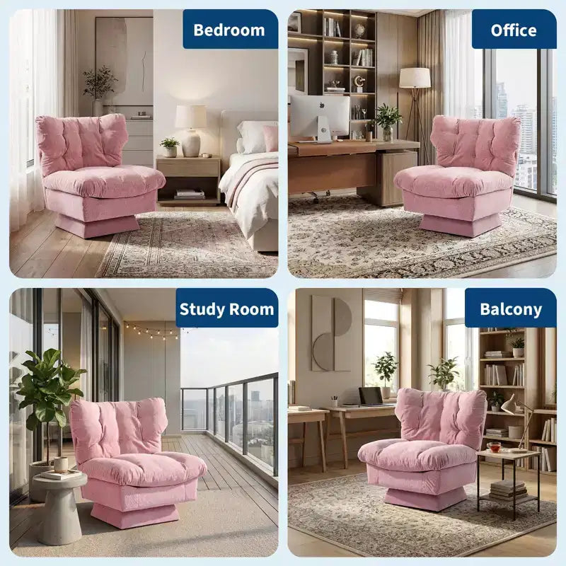 Oversized Swivel Accent Chair, Chenille Upholstered Single Sofa Chair, Comfy Leisure Chair for Living Room, Bedroom, Office, 300Lb Max Load