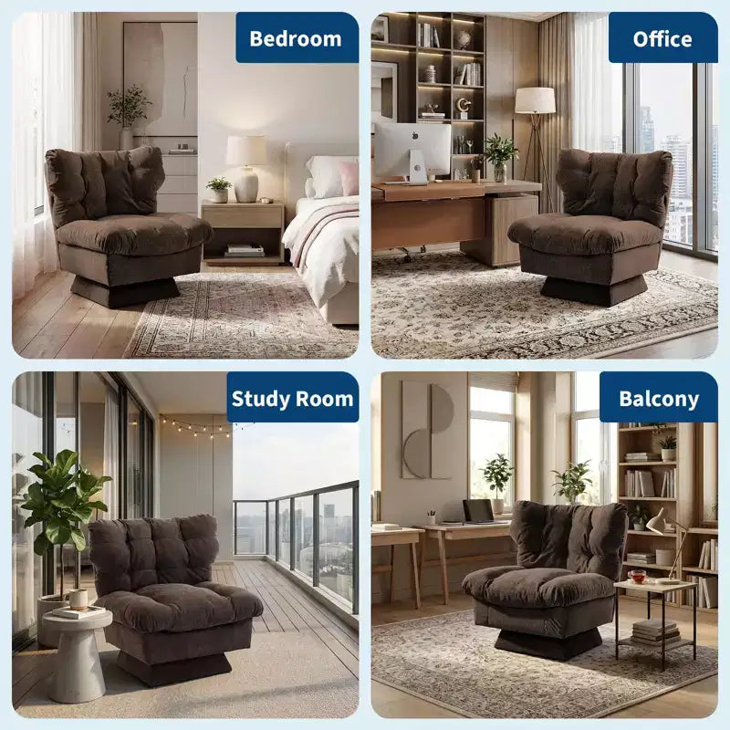 Oversized Swivel Accent Chair, Chenille Upholstered Single Sofa Chair, Comfy Leisure Chair for Living Room, Bedroom, Office, 300Lb Max Load