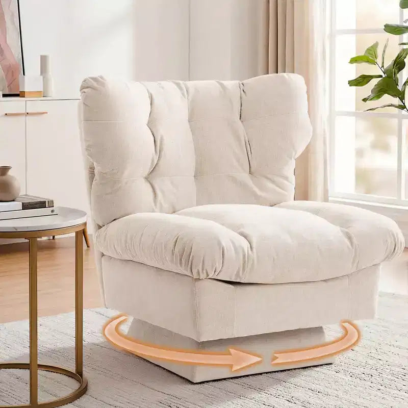 Oversized Swivel Accent Chair, Chenille Upholstered Single Sofa Chair, Comfy Leisure Chair for Living Room, Bedroom, Office, 300Lb Max Load