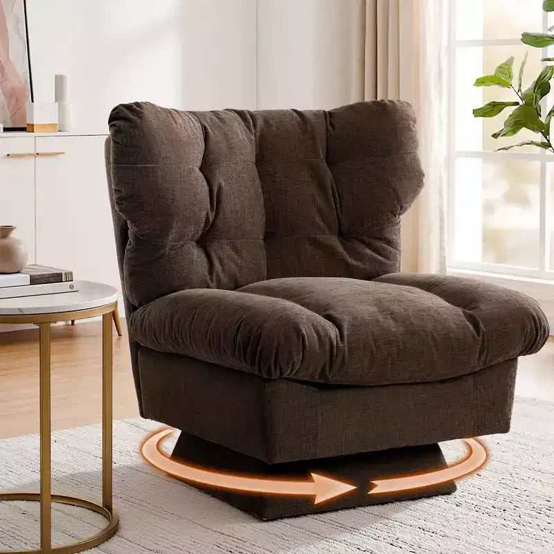Oversized Swivel Accent Chair, Chenille Upholstered Single Sofa Chair, Comfy Leisure Chair for Living Room, Bedroom, Office, 300Lb Max Load