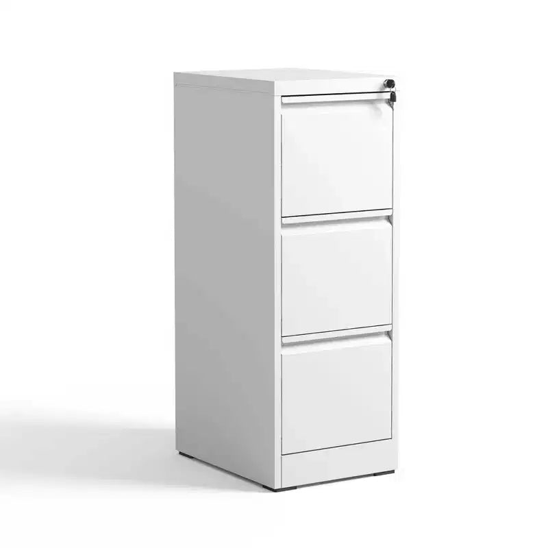 VIYET 52 3-Drawer White Metal Vertical File Cabinet with Lock - Steel Filing Cabinet for A4, Legal & Letter Files, Modern Home Office