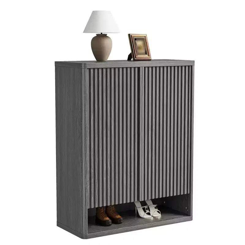 Shoe Storage Cabinet for Entryway, Wood Shoe Rack Organizer with Adjustable Shelves, Fluted Shoe Cabinet Holds 25-30 Pairs for Living Room