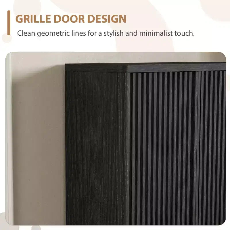 Shoe Storage Cabinet for Entryway, Wood Shoe Rack Organizer with Adjustable Shelves, Fluted Shoe Cabinet Holds 25-30 Pairs for Living Room