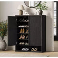 Shoe Storage Cabinet for Entryway, Wood Shoe Rack Organizer with Adjustable Shelves, Fluted Shoe Cabinet Holds 25-30 Pairs for Living Room