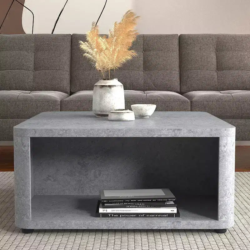 Galano Modern Wood Coffee Table with Storage Shelf 32 W 32 D 15 H