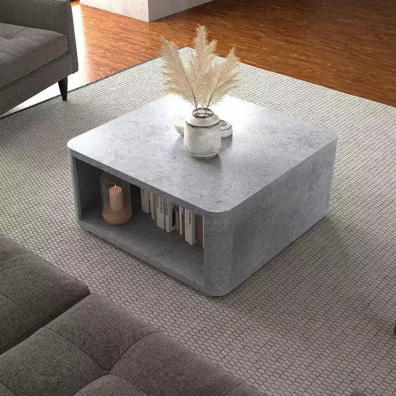 Galano Modern Wood Coffee Table with Storage Shelf 32 W 32 D 15 H