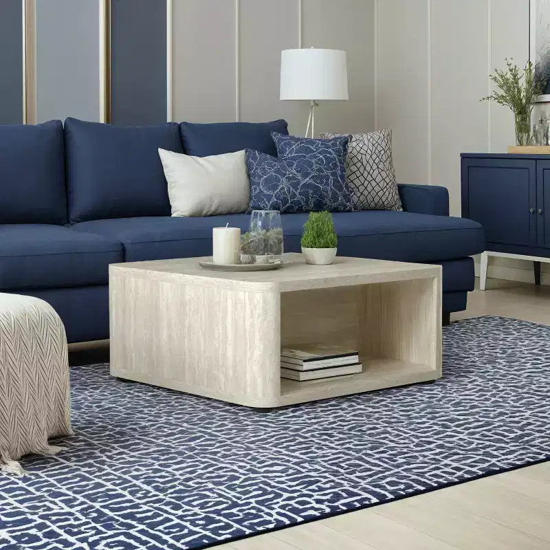 Galano Modern Wood Coffee Table with Storage Shelf 32 W 32 D 15 H