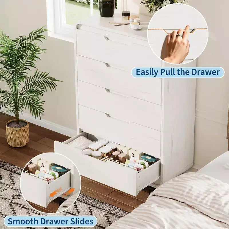 COZONY 5-Drawer Dresser, 48 Modern Wooden Chest with Large Storage for Bedroom, Living Room & Hallway, Stylish Clothes Storage Cabinet