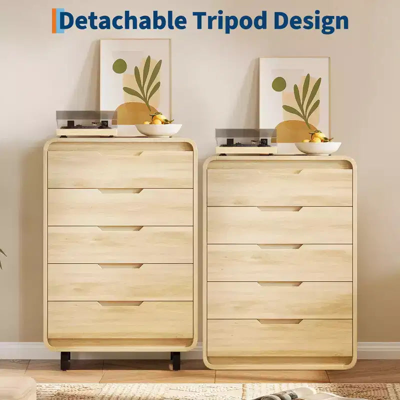 COZONY 5-Drawer Dresser, 48 Modern Wooden Chest with Large Storage for Bedroom, Living Room & Hallway, Stylish Clothes Storage Cabinet