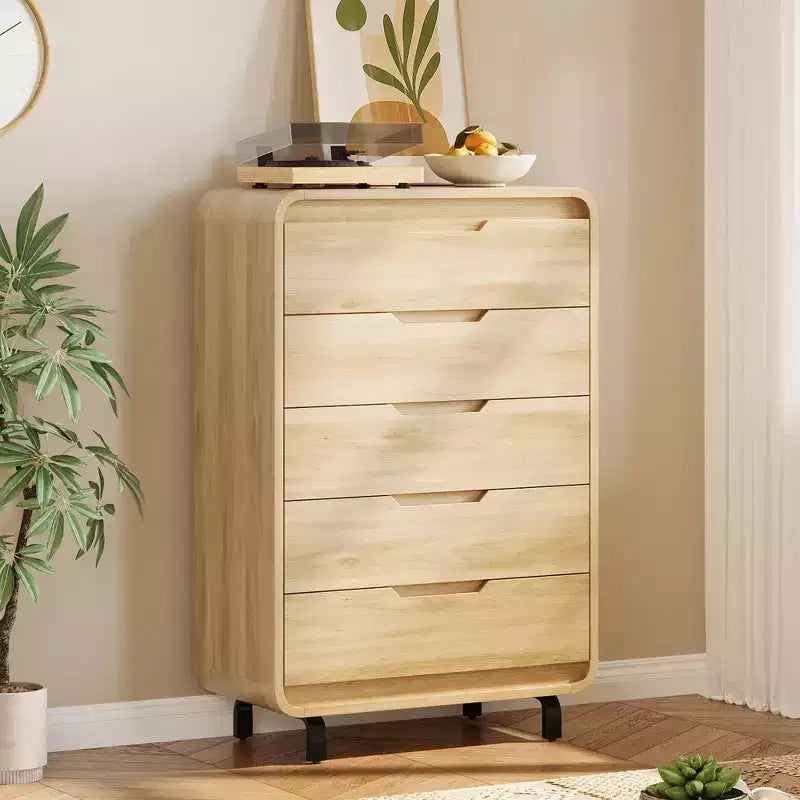 COZONY 5-Drawer Dresser, 48 Modern Wooden Chest with Large Storage for Bedroom, Living Room & Hallway, Stylish Clothes Storage Cabinet