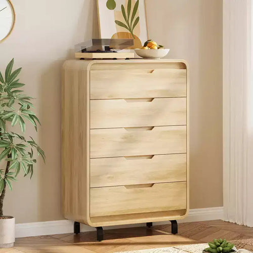 COZONY 5-Drawer Dresser, 48 Modern Wooden Chest with Large Storage for Bedroom, Living Room & Hallway, Stylish Clothes Storage Cabinet