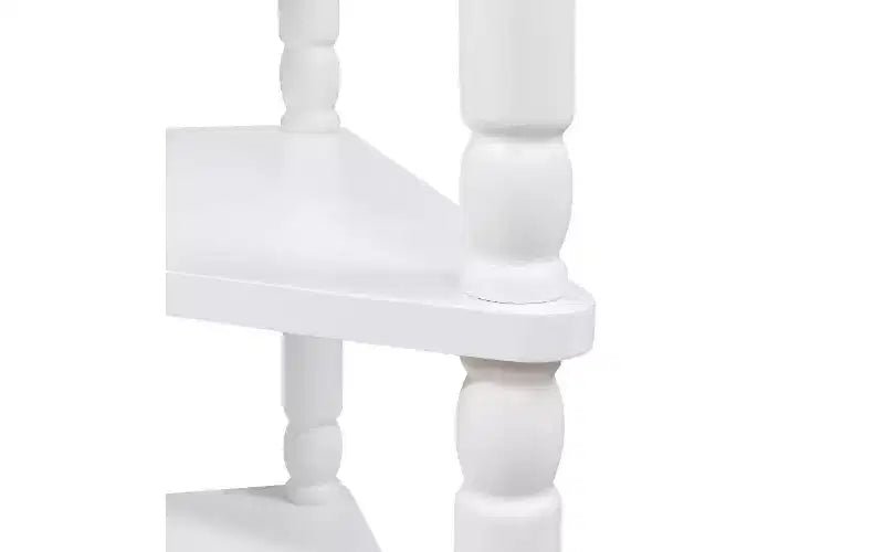 TUYOHW 3-Tier Triangular Corner End Table, Space-Saving Small Side Table with Solid Wood Legs, Multifunctional Storage Rack for Living Room, Bedroom