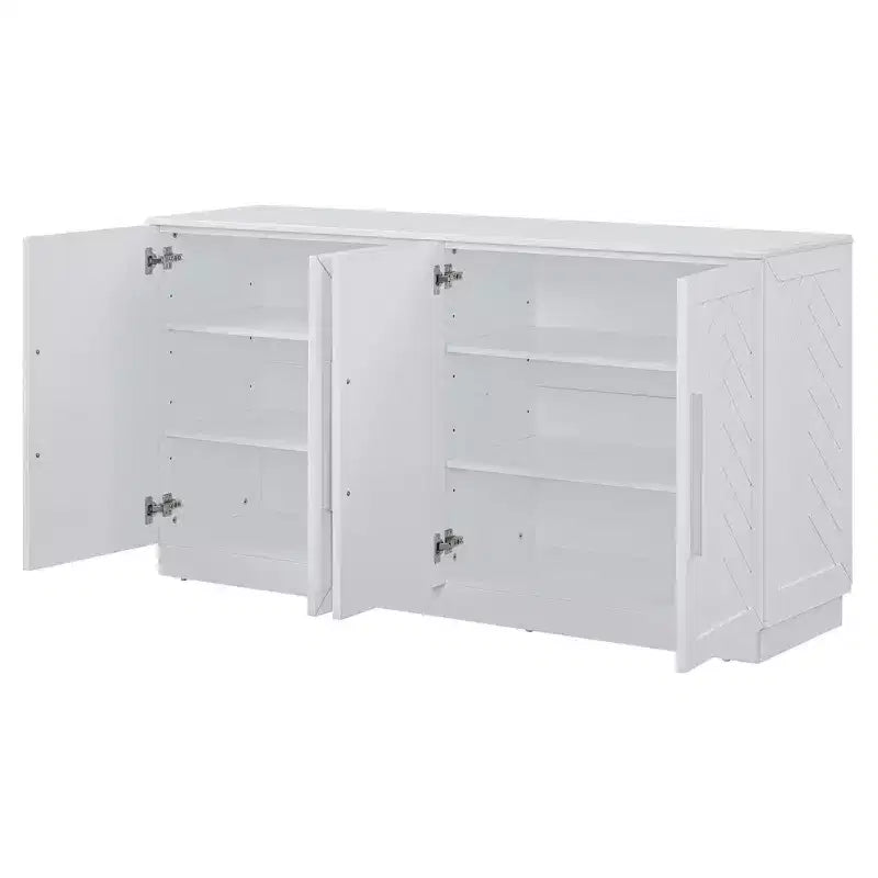 TUYOHW 60 Sideboard Buffet Cabinet,Console Cabinet with Adjustable Shelves,Silver Handles,Storage Cabinet for Kitchen,Dining Room,Living Room