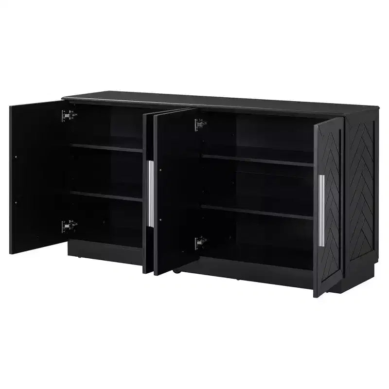 TUYOHW 60 Sideboard Buffet Cabinet,Console Cabinet with Adjustable Shelves,Silver Handles,Storage Cabinet for Kitchen,Dining Room,Living Room