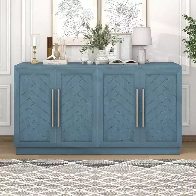 TUYOHW 60 Sideboard Buffet Cabinet,Console Cabinet with Adjustable Shelves,Silver Handles,Storage Cabinet for Kitchen,Dining Room,Living Room