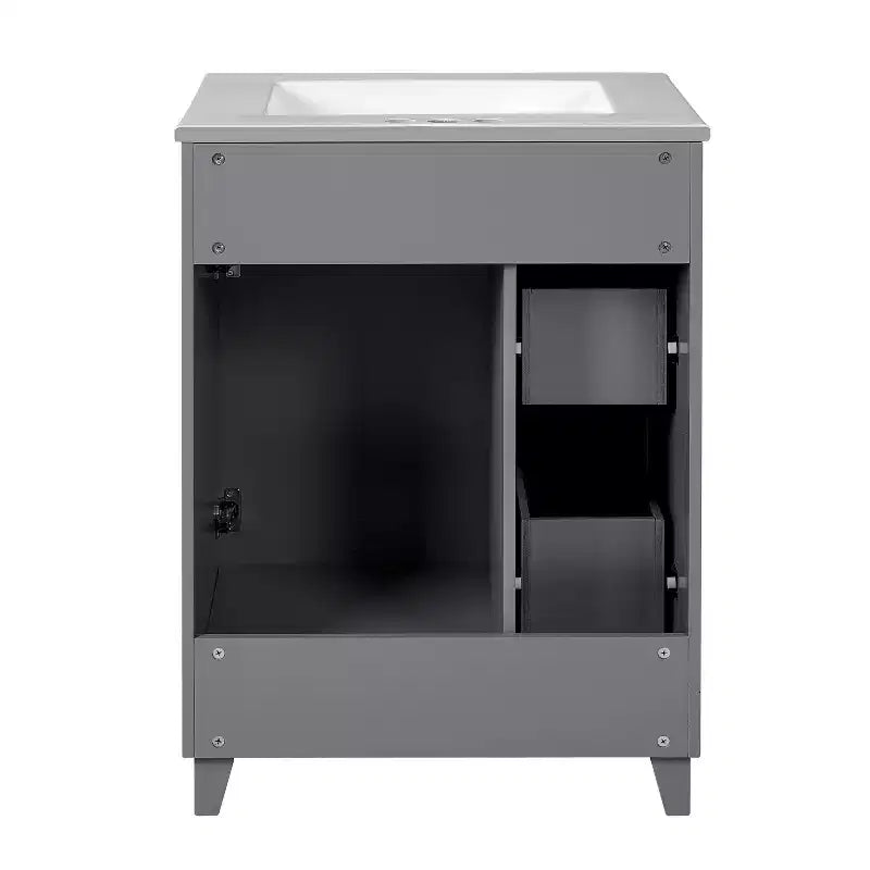24 Small Bathroom Vanity Sink Combo with 2 Drawers, Wood Bathroom Storage Cabinet with Soft-Close Door