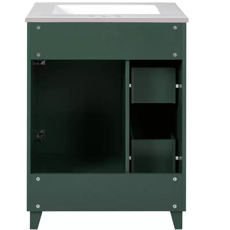 24 Small Bathroom Vanity Sink Combo with 2 Drawers, Wood Bathroom Storage Cabinet with Soft-Close Door