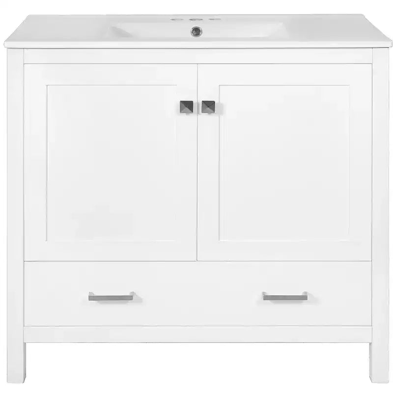 36 Bathroom Vanity Sink Combo with Storage, Bathroom Storage Cabinet with Drawer and Shelves