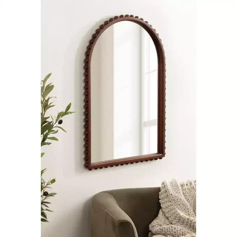 Kate and Laurel Beadbrook Arched Wall Mirror, Walnut Brown, 20x30