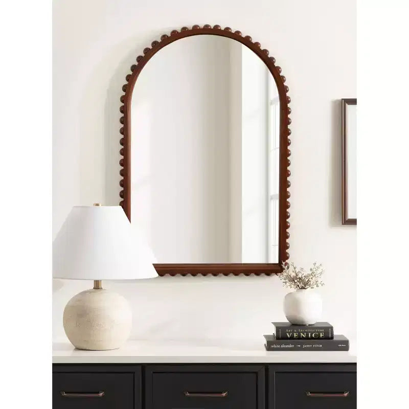 Kate and Laurel Beadbrook Arched Wall Mirror, Walnut Brown, 20x30
