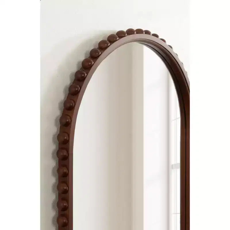 Kate and Laurel Beadbrook Arched Wall Mirror, Walnut Brown, 20x30