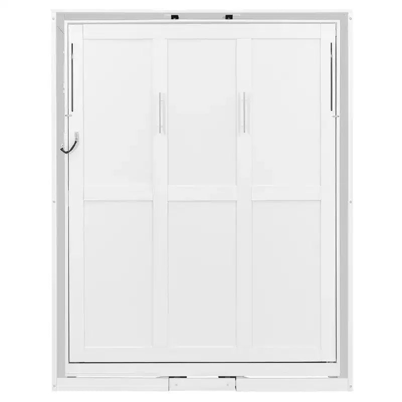 ModernLuxe Queen Size Rotating Murphy Bed Wall Bed, Wood Storage Cabinet Bed Frame with Hidden Storage Racks