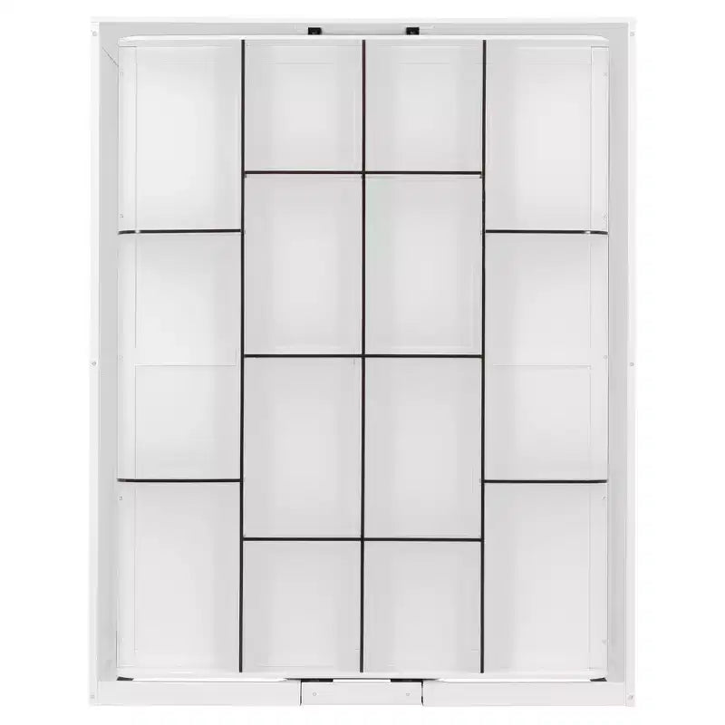 ModernLuxe Queen Size Rotating Murphy Bed Wall Bed, Wood Storage Cabinet Bed Frame with Hidden Storage Racks