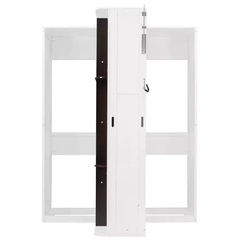ModernLuxe Queen Size Rotating Murphy Bed Wall Bed, Wood Storage Cabinet Bed Frame with Hidden Storage Racks