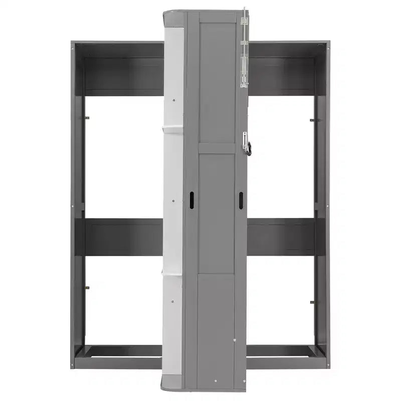 ModernLuxe Queen Size Rotating Murphy Bed Wall Bed, Wood Storage Cabinet Bed Frame with Hidden Storage Racks