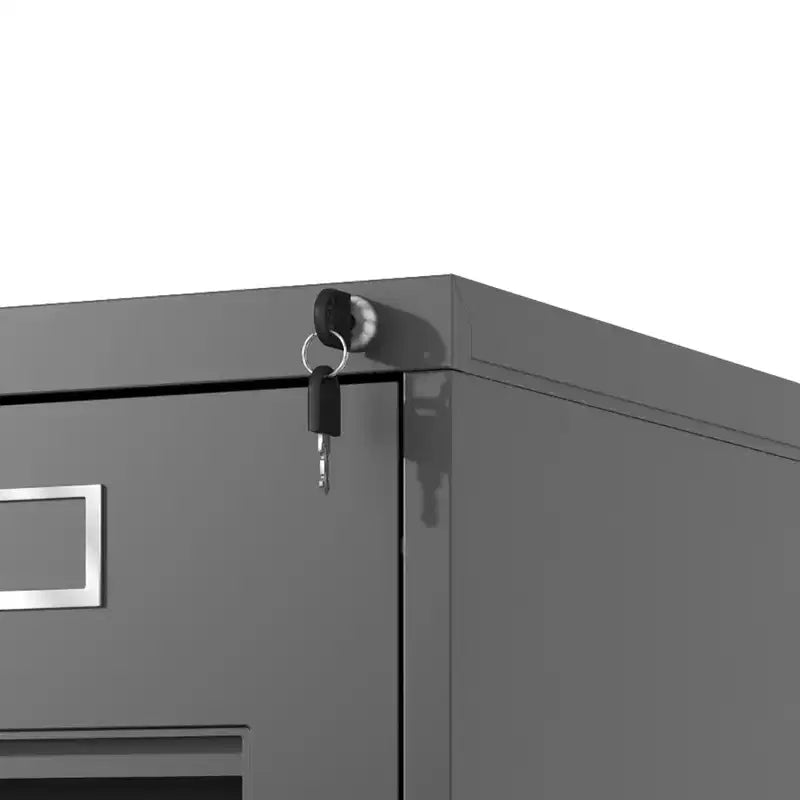 VIYET 40H 3-Drawer Narrow Metal Vertical File Cabinet with Lock, Black Steel Filing Cabinet for Home Office, Fits A4/Legal/Letter (Assembly Required)