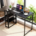 Folding Desk Writing Computer Desk with Storage Shelf,Spaces Saving Writing Sturdy Table No Assembly,for for Bedroom, Home Office, Dorm, Apartment