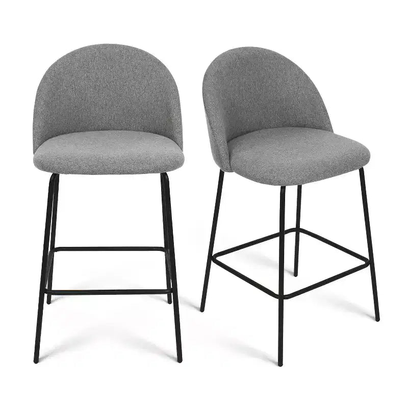 25 Counter Height Stool Set of 2,Counter Height Barstools with Back,Upholstered Counter Stool Chairs with Black Metal Frame-Panipeachy